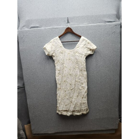 White Embroidered Cap Sleeve Kurta Tunic Dress - Picture 1 of 3
